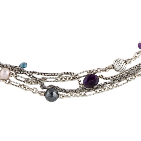 DAVID YURMAN STUNNING STERLING SILVER PEARL & MULTISTONE BIJOUX NECKLACE - Picture 4 of 6